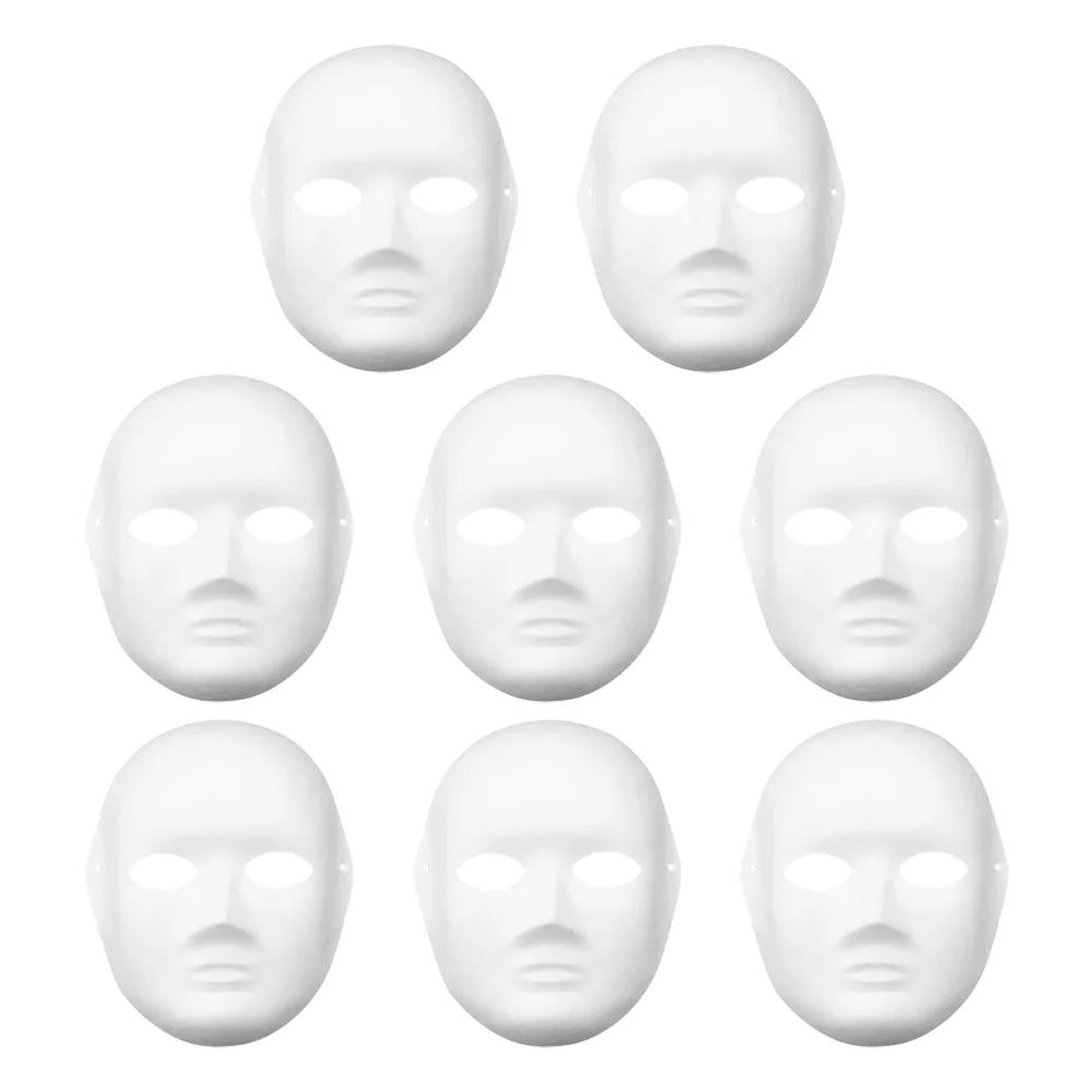 8 Pcs Halloween Costumes Peking Opera Mask Craft Blank White Kids Full Face Makeup Paintable Party Cosplay Men and Women