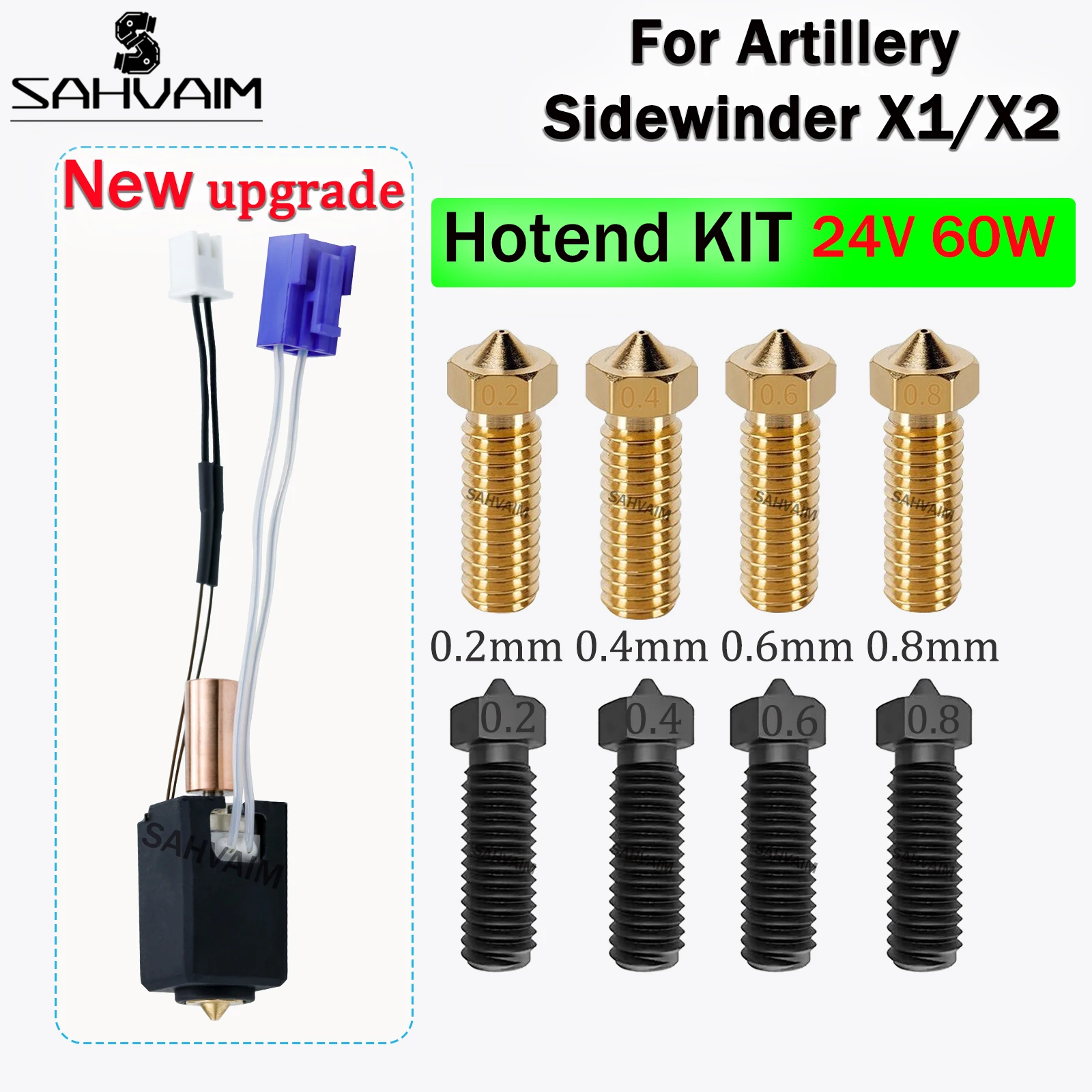 For Artillery Sidewinder X2 Hotend Upgrade Sidewinder X1 Hotend Kit 24V 64W Heating Tube Thermistor Nozzle 1.75mm Print Head 3D