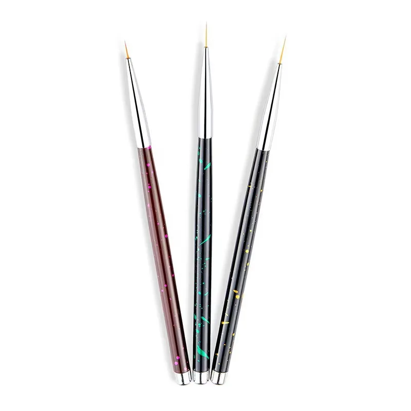 3Pcs Transparent French Stripe Liner Kolinsky Brush 3D Tips Manicure Ultra-thin Line Drawing Pen Brushes Painting Nail Art Tools