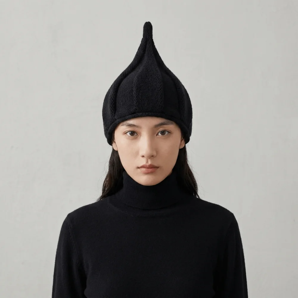 Casual Spire Knitted Beanie Hat Twist Korean Style Nipple Hat Warm Soft Pullover Hat Outdoor 2