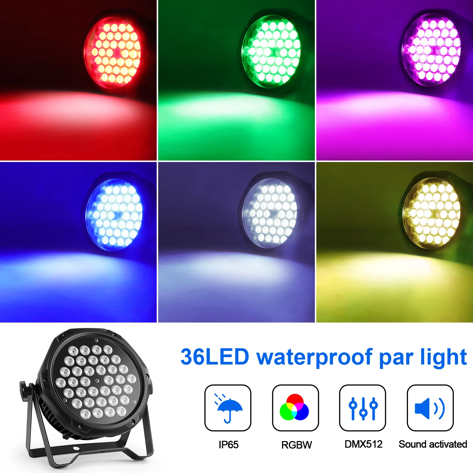 Somspot 4PCS LED Wash Light Stage Waterproof Par Lights Strobe Effect Light DMX Control for Outdoor Disco Party Wedding Birthday