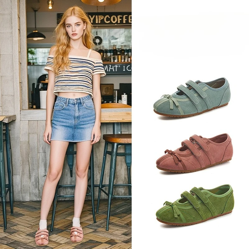 

Women's 2025 Summer Genuine Leather Mary Jane Shoes - Breathable Pigskin Insole Velcro Strap Casual Sporty Flats