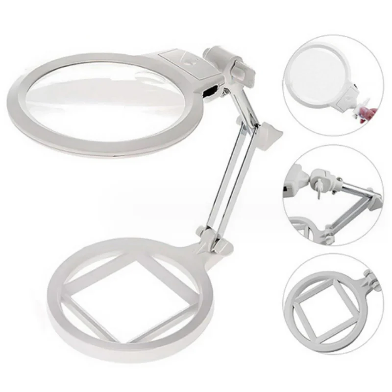 130mm Desktop Illuminated Magnifying Glass LED Magnifying Glass Foldable Desktop Reading Magnifying Glass for Reading Repair