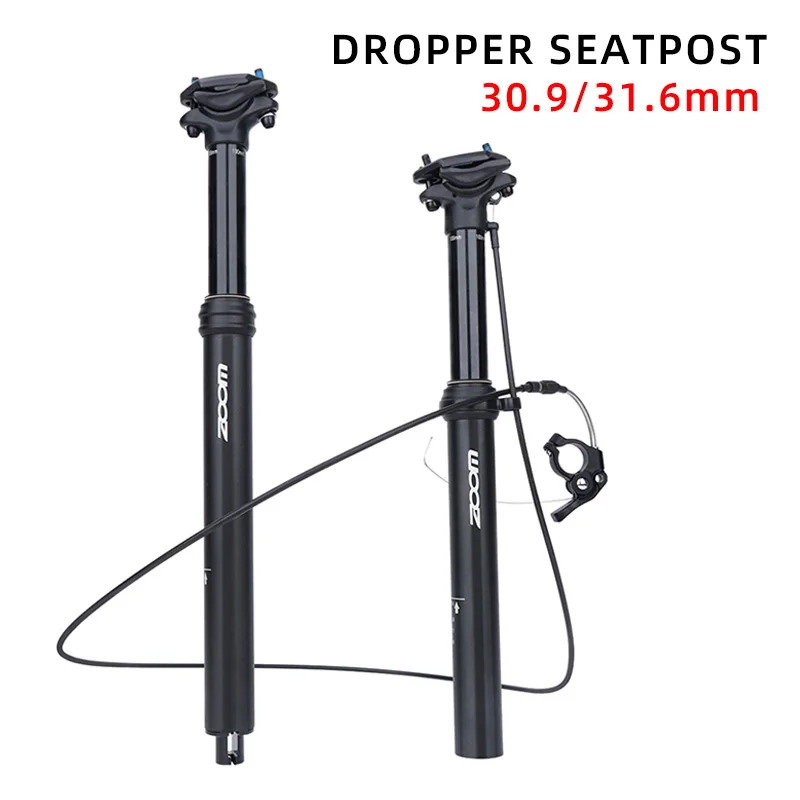 ZOOM Adjustable Height MTB Seatpost 30.9/31.6mm Seat Tube 100mm Travel Internal External Cable Remote Bicycle Dropper Seat Post