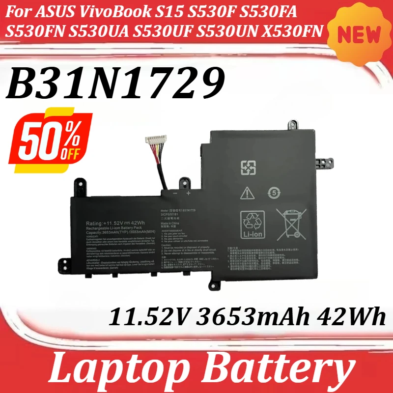 

B31N1729 11.52V 3653mAh 42Wh Laptop Battery For ASUS VivoBook S15 S530F S530FA S530FN S530UA S530UF S530UN X530FN