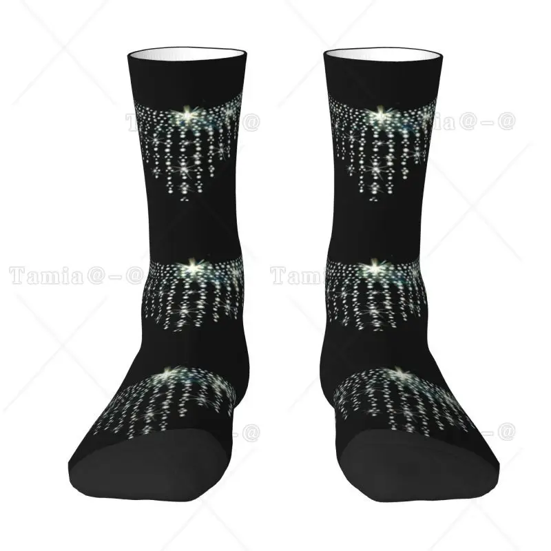 

Custom Sequins Rhinestone Crystal Collar Bib Necklace Mens Crew Socks Unisex Kawaii 3D Print Bling Diamond Dress Socks