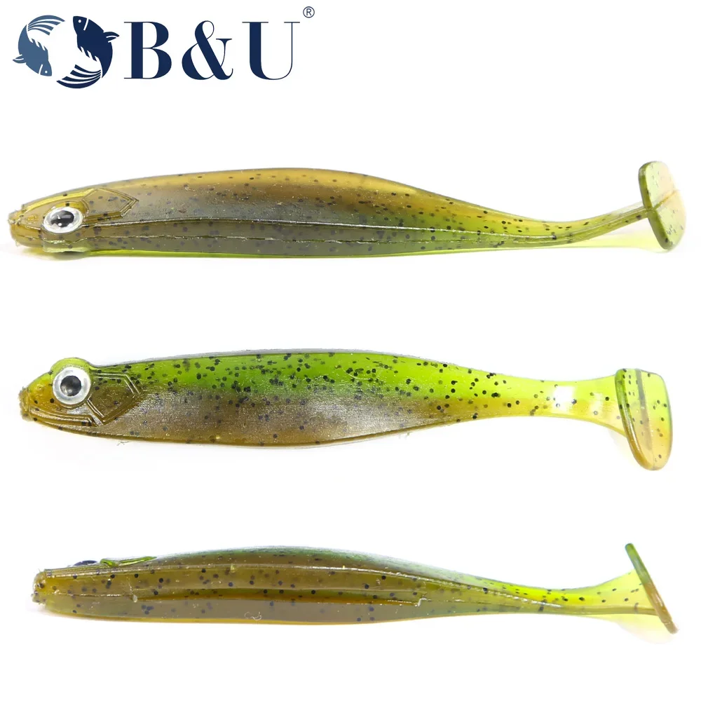 B&U Soft lure Shad T-tail 6.5cm Pike Zander Predator Fishing 3d eyes Fishing lures