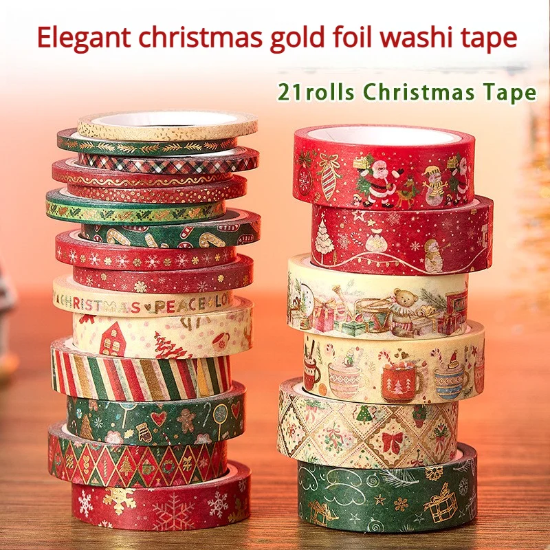 

21pcs/set Christmas Decorative Tape Cute Cartoon Creative Washi Tape School Stationery Hand account wholesale