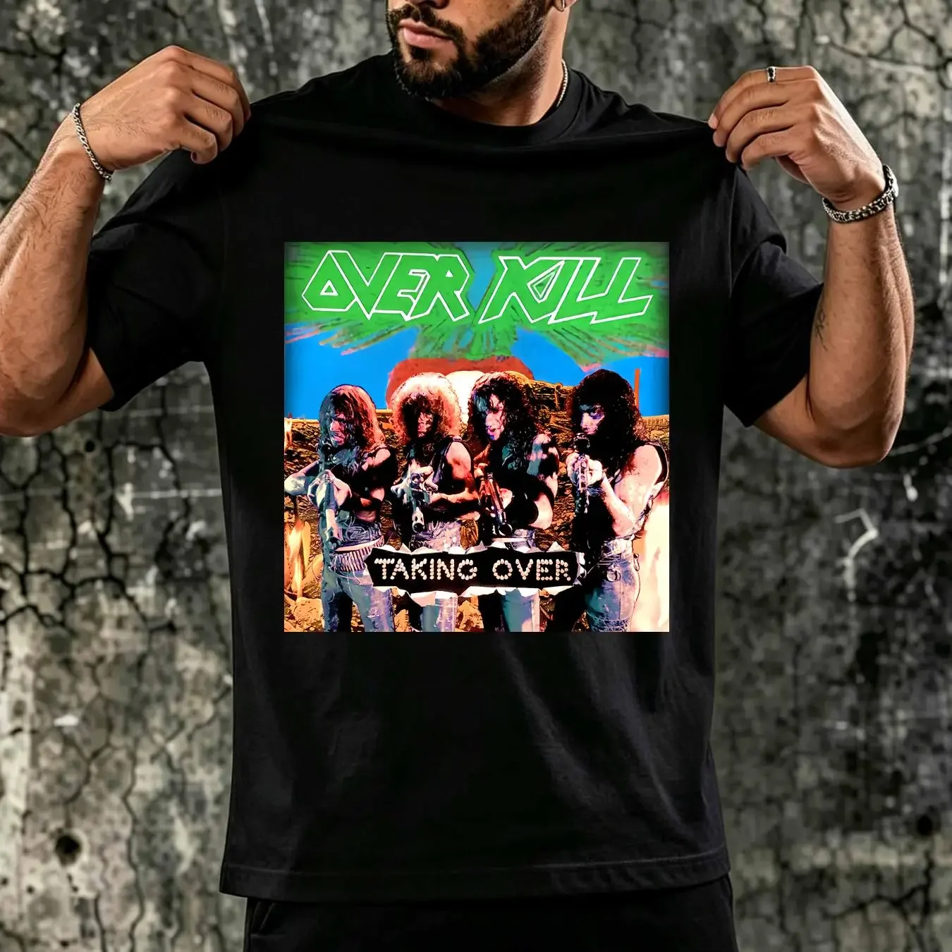 washed T Shirt Rare Overkill Taking Over Reprint Cotton Black S 5XL For GC178 vintage Washed Soft Comfortable designer clothes