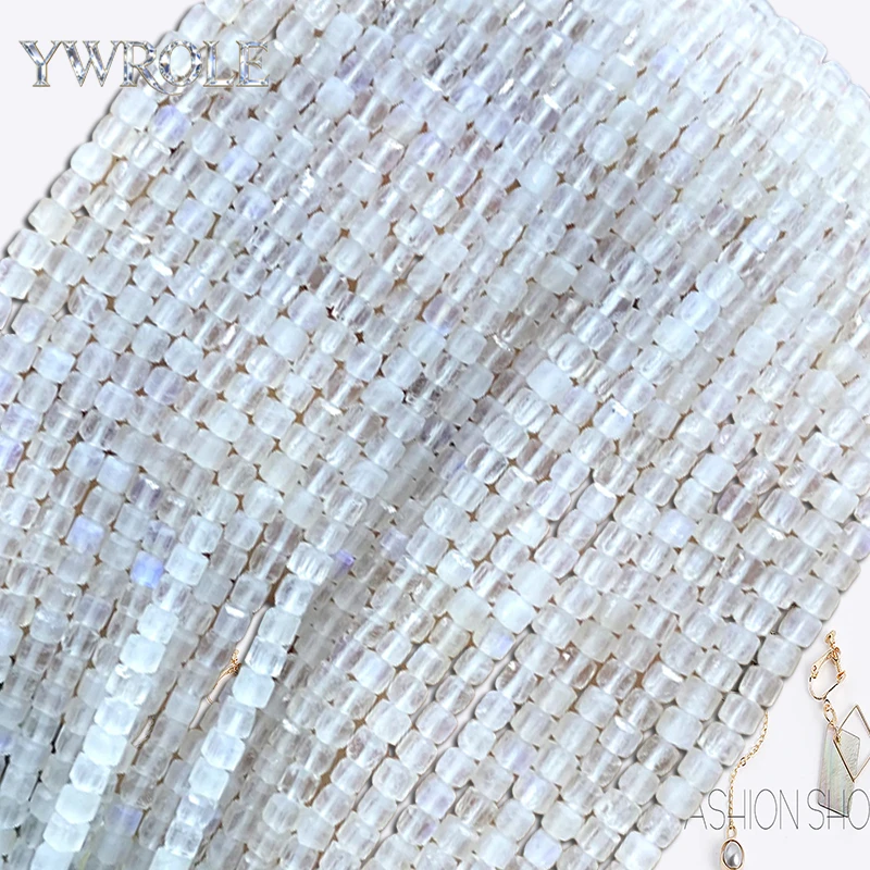 Natural Stone 3x3mm Faceted Square AA Blue Moonstone Spacer Beads for Jewelry Making Diy Earrings Bracelets Charms Accessories