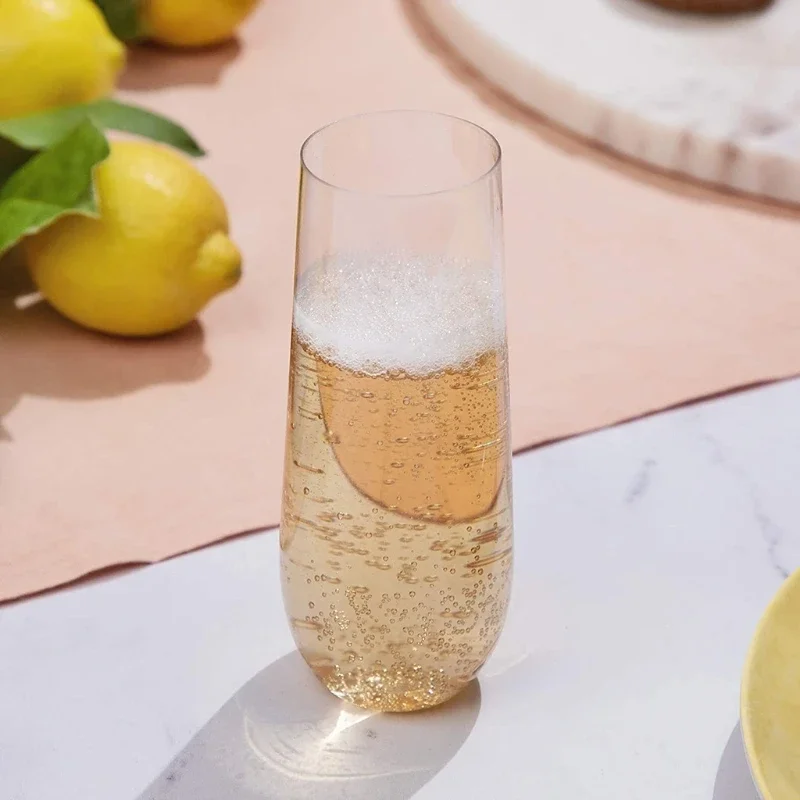 Unbreakable Stemless Plastic Champagne Flutes Parties Bars Nightclubs Crystal Clear Wine Glasses Bubble Tea Cup