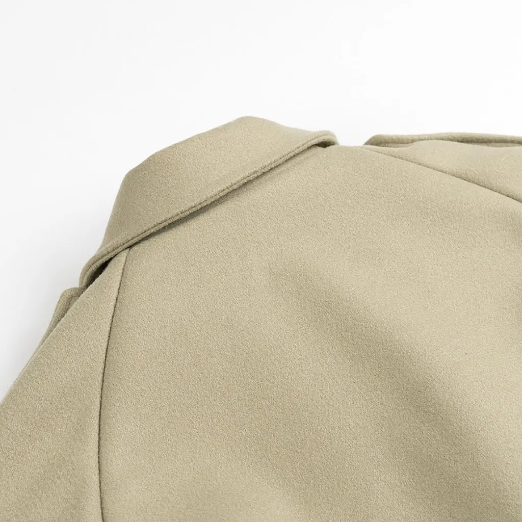 

Women's Large Lapel Single-Breasted Woolen Coat Spring New European American Style Waist Design Fashionable Outerwear