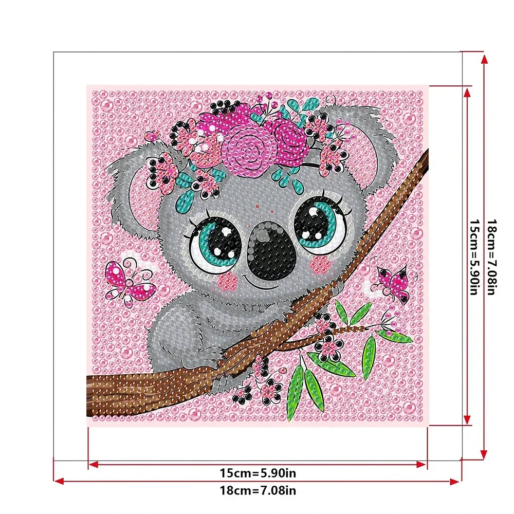 Nuovo set di pittura diamante per bambini fai da te Immagine di animali del fumetto Diamante di cristallo Ricamo Decorazione di compleanno Regalo