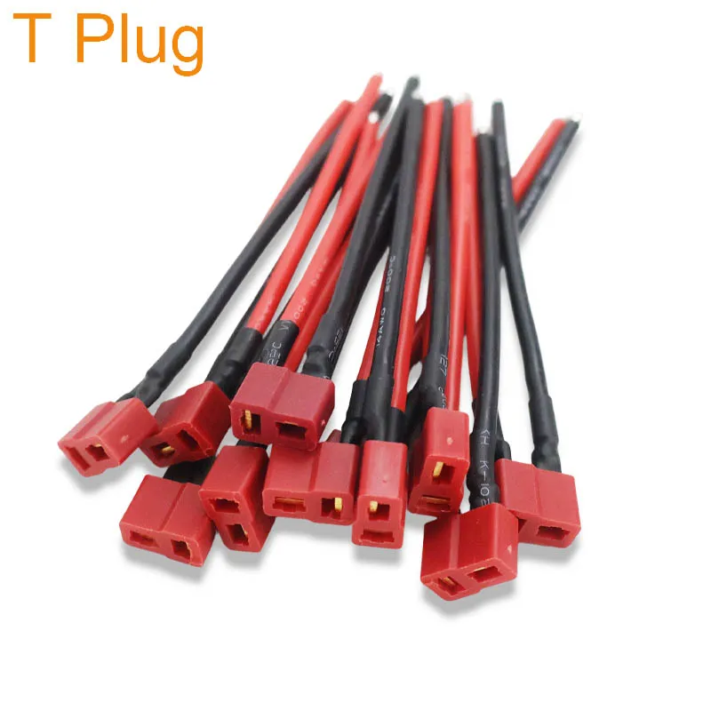 T-Type Plug Connector Male/Female 14AWG Flexible Silicone Wire for Remote Control Models Quadcopter Lithium Polymer Battery 10cm