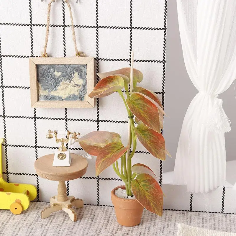 New 1/12 Dollhouse Simulation Green Plants Bonsai Model Dollhouse Scene Decoration Micro Landscape Garden Bonsai Ornament