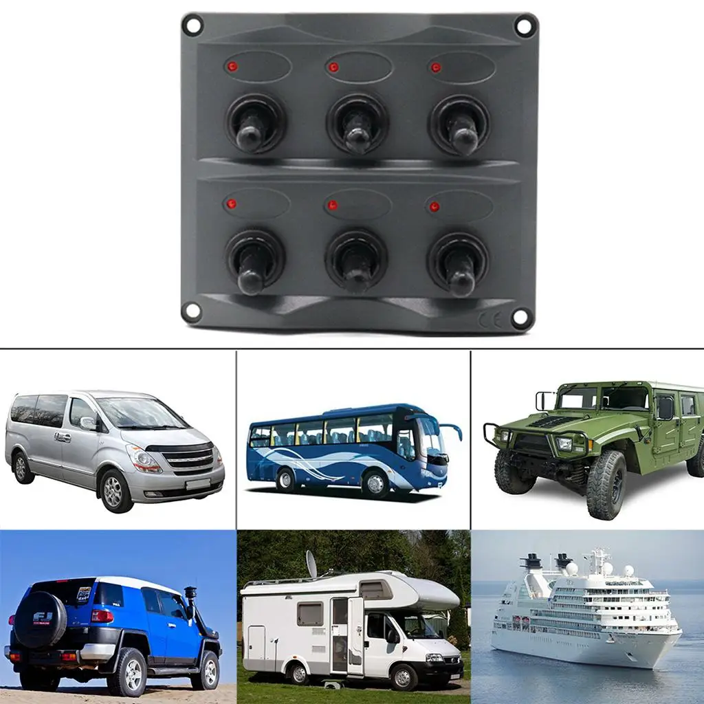 New Marine Toggle Panel Electric 6 Gang LED
