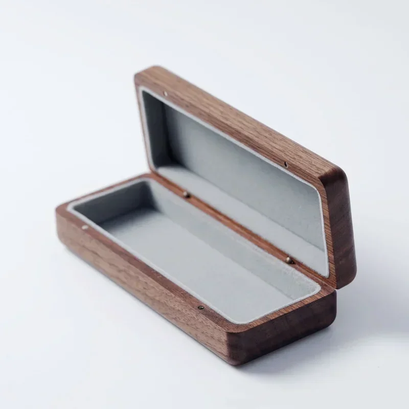 Retro Japanese Glasses Storage Box Black Walnut Case with Pressure-Proof Anti-Scratch Portable Protective Solution for Eyewear