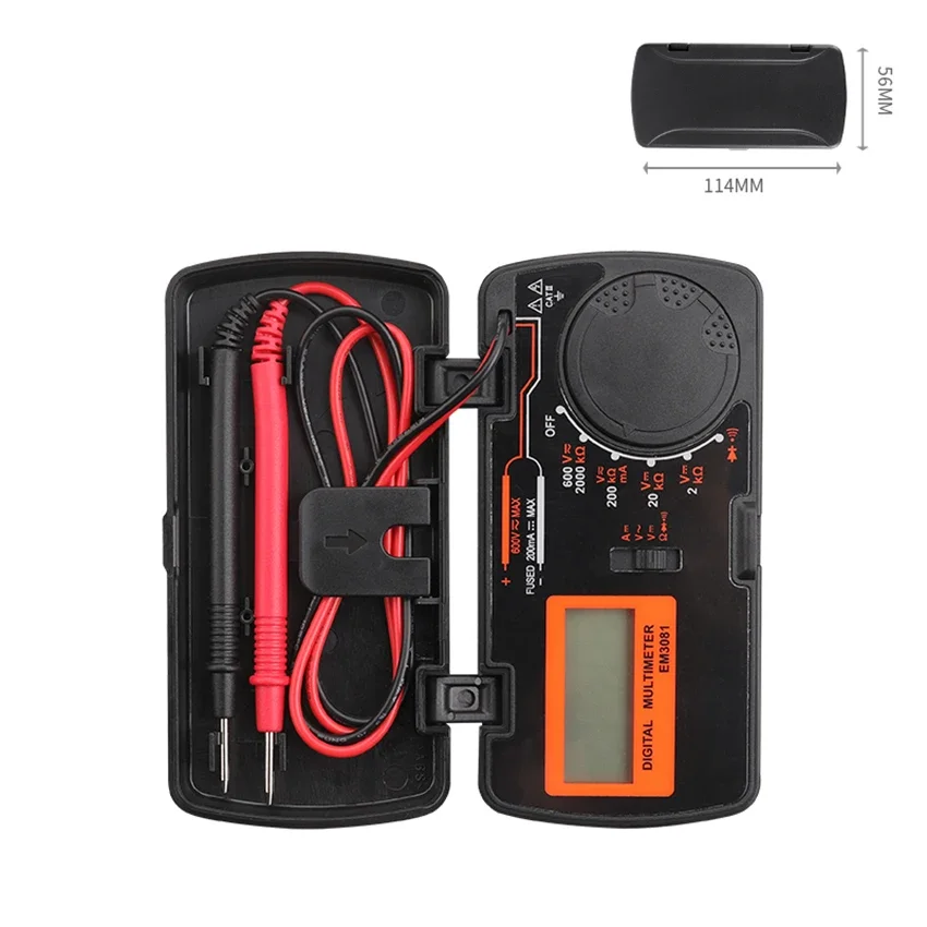 Pocket Multimeter with Tester Pen, Digital Multimeter, 6 Gear Adjustable for AC/DC Voltage, and Current, Continuity, Capacitance