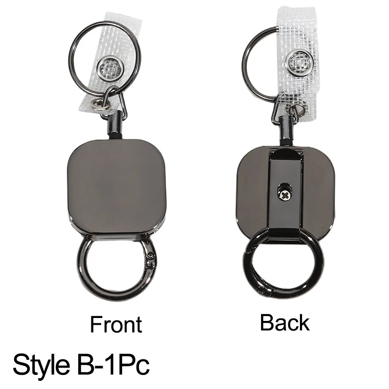 Einziehbarer Schlüsselanhänger, Ausweishalter, robust, aus Metall, mit Karabiner, Gürtelclip und Schlüsselanhänger für Ausweis, Namenshalter