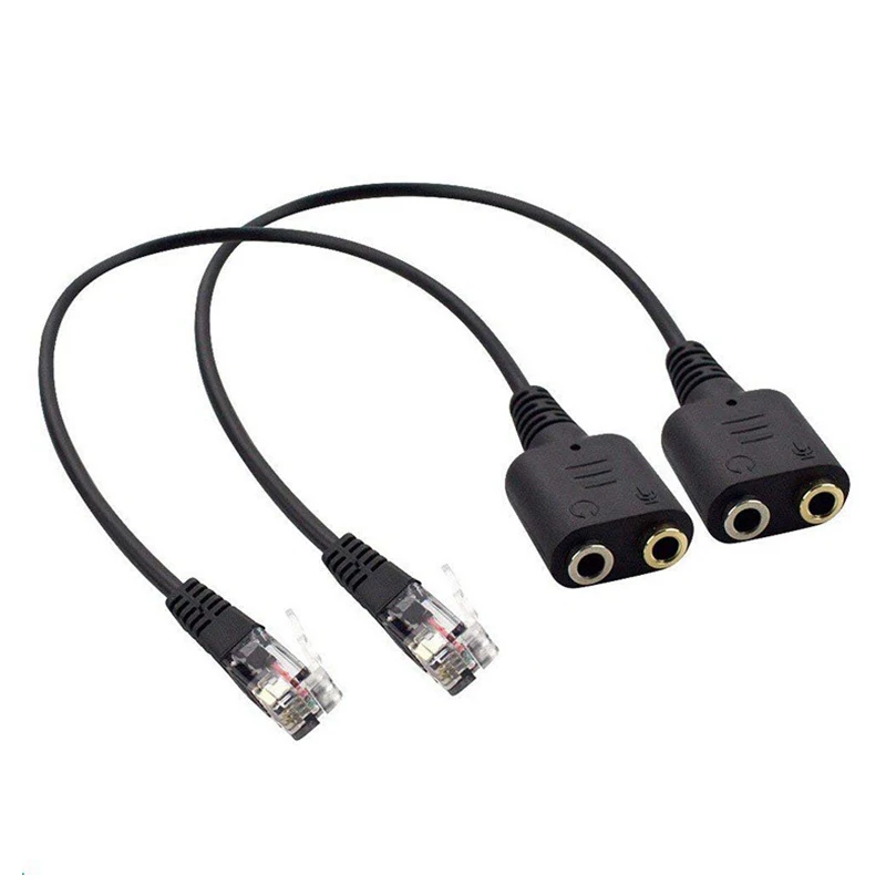 

2pcs Headset Audio Cable Dual 3.5mm To RJ9 Rj11 Plug Adapter Headphone Converter For All Smart PC Phone