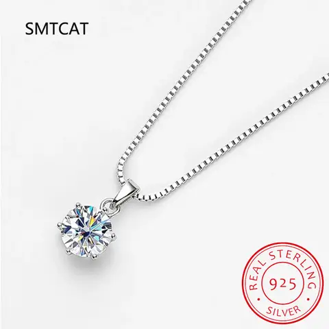 진짜 1 캐럿 D 컬러 Moissanite 신부 펜던트 목걸이 100% 925 스털링 실버 웨딩 파티 파인 쥬얼리 선물 도매