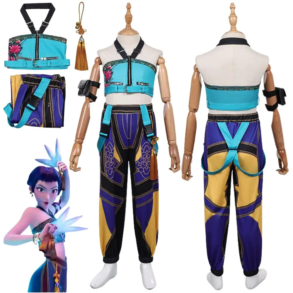 

Kids Girls Kpop Zoey Demon Hunters Cosplay Fantasia Costume Disguise Stage Performance Roleplay Outfits Halloween Carnival Suit