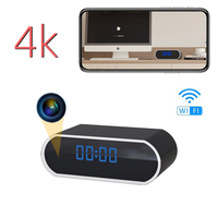 Wireless mini clock camera supports WiFi night vision IP HD 4K camera, used for home and office monitoring, nanny network cam