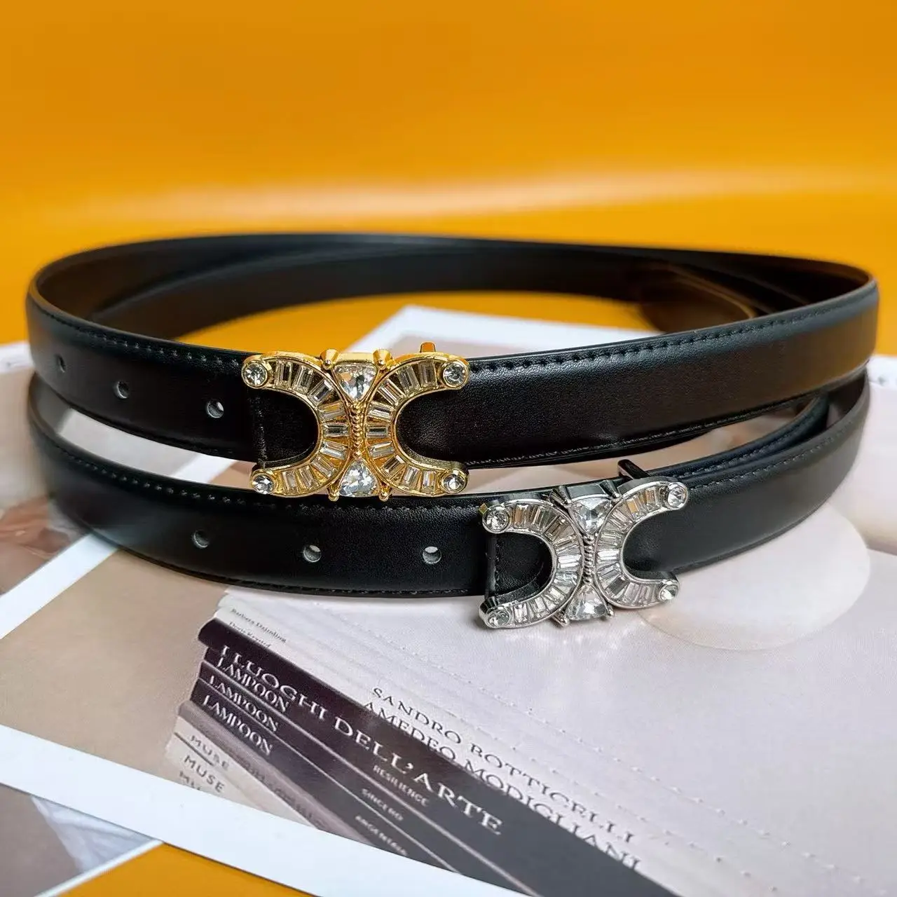 

Double C Diamond Women's Belt Versatile Dress Pants Belt Thin Belt Women