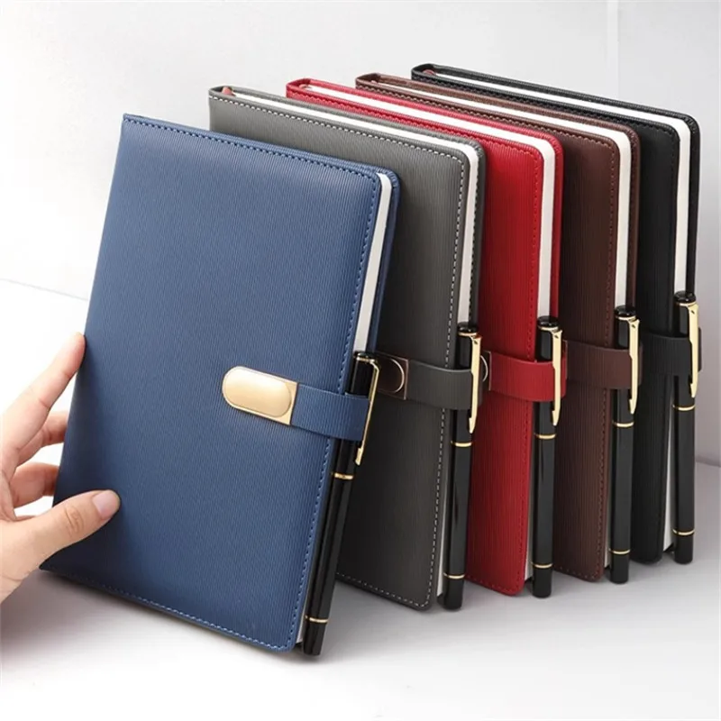 Memo Notepad Notebook Vertical Grain PU leather Cover Agenda Book Magnetic Buckle Business Journal 100 Sheets Paper A5/B5 Size