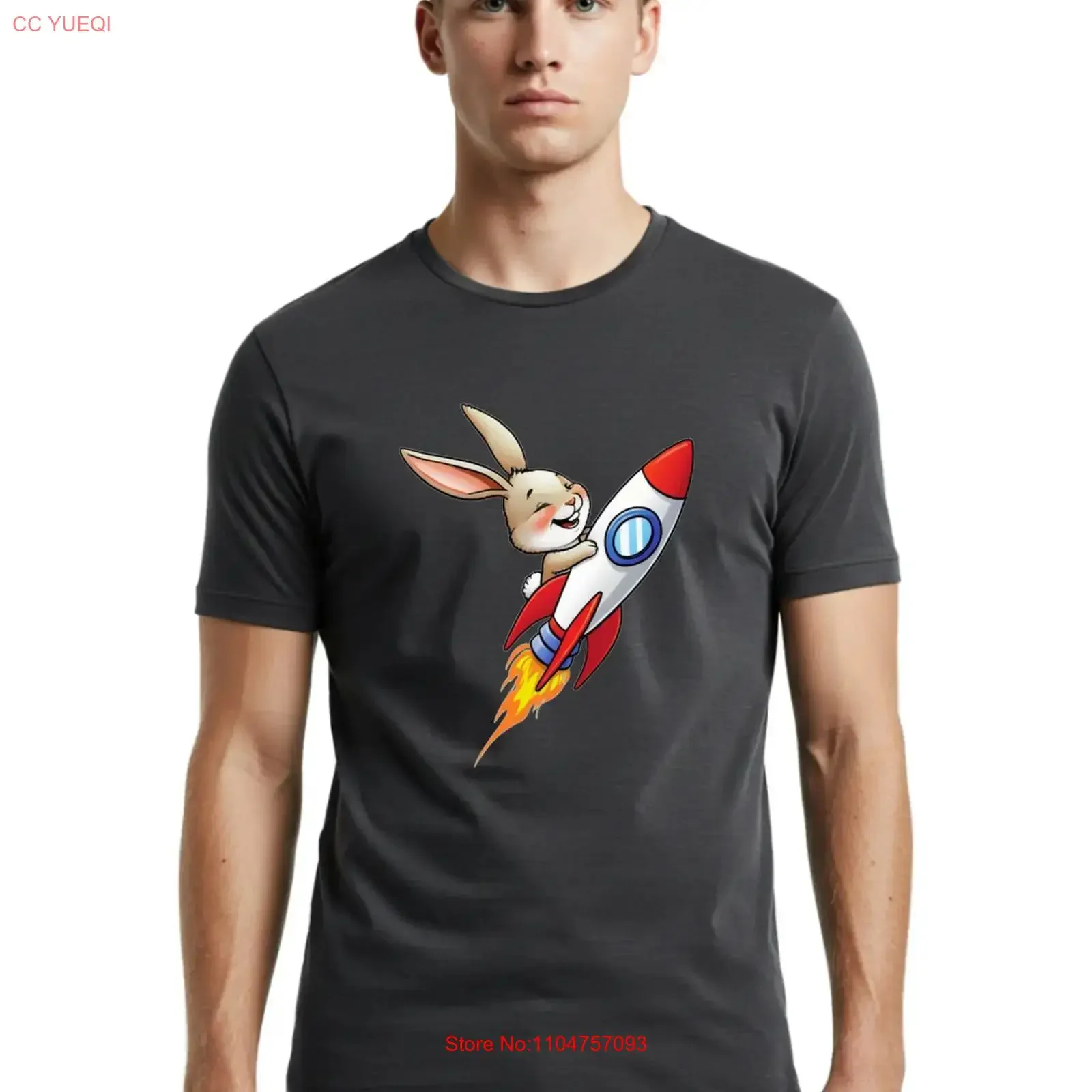 Rabbit On Rocket 5 Mens T Shirt 100 Cotton Casual Summer Wear vintage Washed Breathable Unisex fashion homme designer clothes