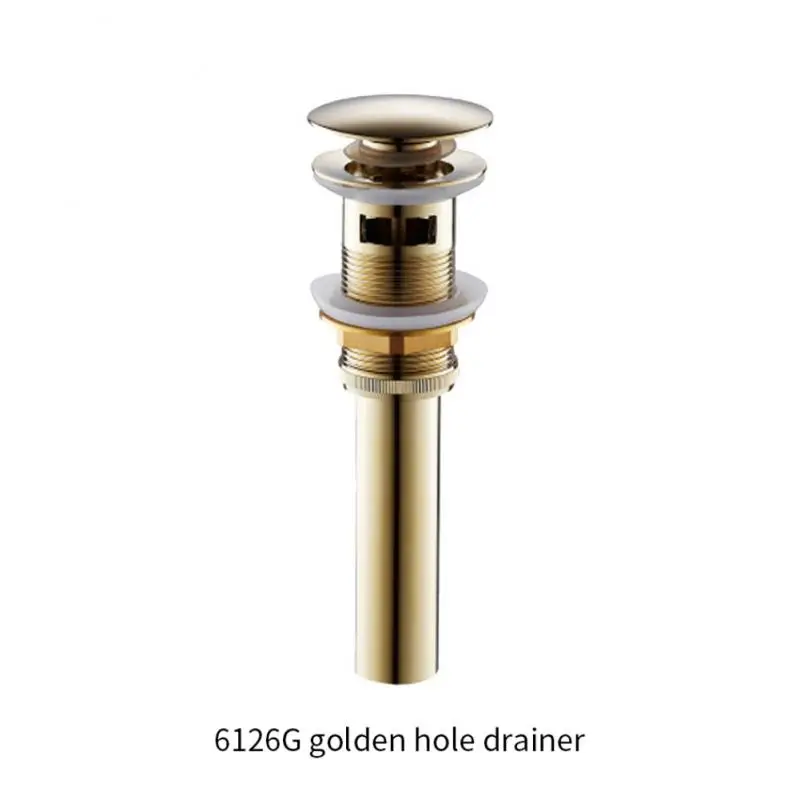 up Drain for Bathroom Sink Vessel Vanity, Brushed Gold Solid Brass Assembly Replacement Kits Stopper, Flip Top, Overflow