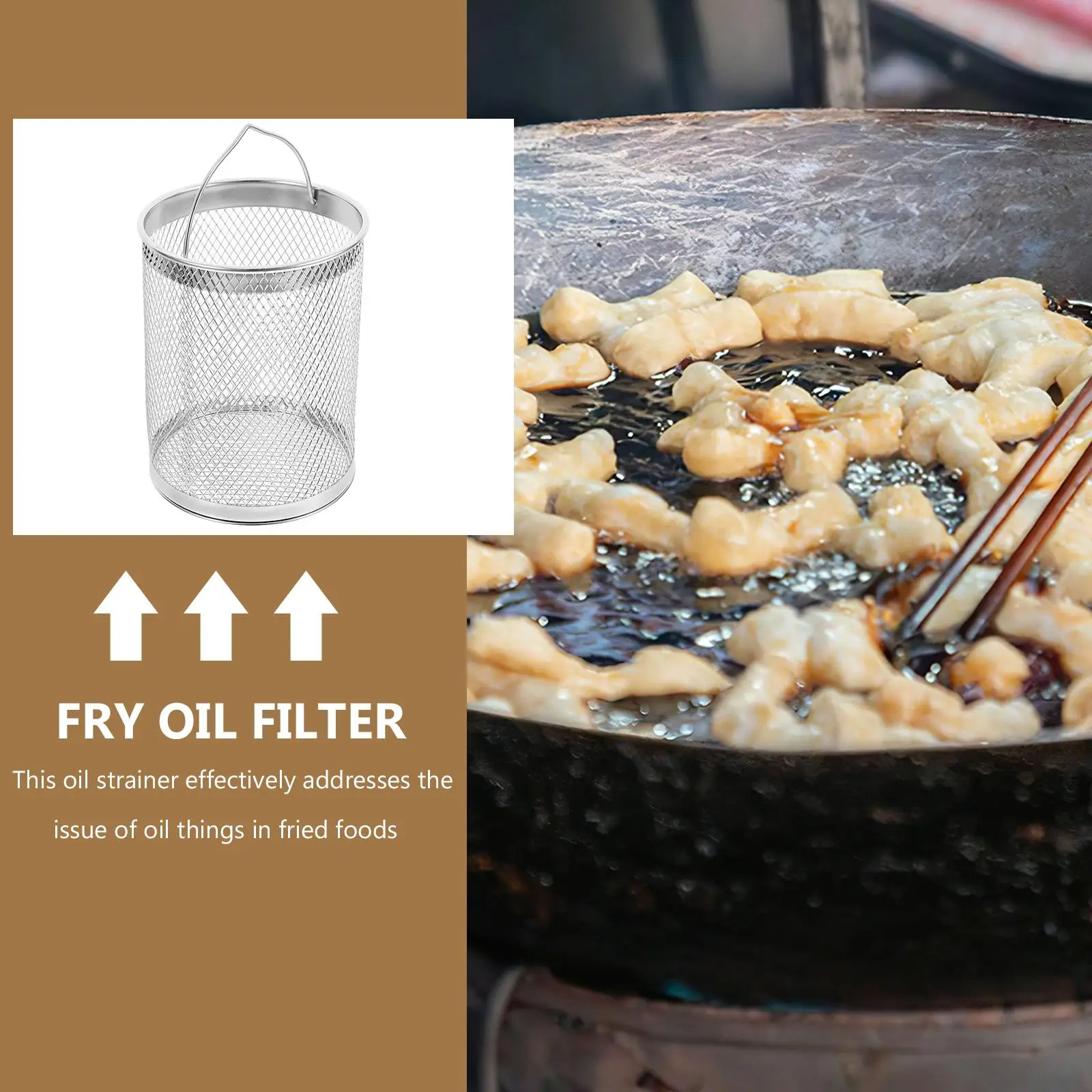 304 Stainless Steel Oil Pot Mesh Filter Replacement High Efficiency Filtration Fryer Strainer Kitchen Bar Accessories Oil