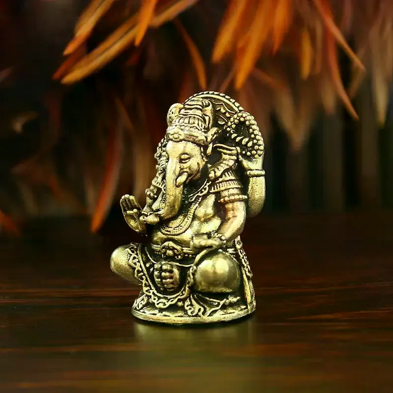 1/3PCS Asia India Thailand Elephant God Figure Sculpture Mini Vintage Brass Ganesha Statue Home Office Desk Decorative Ornament