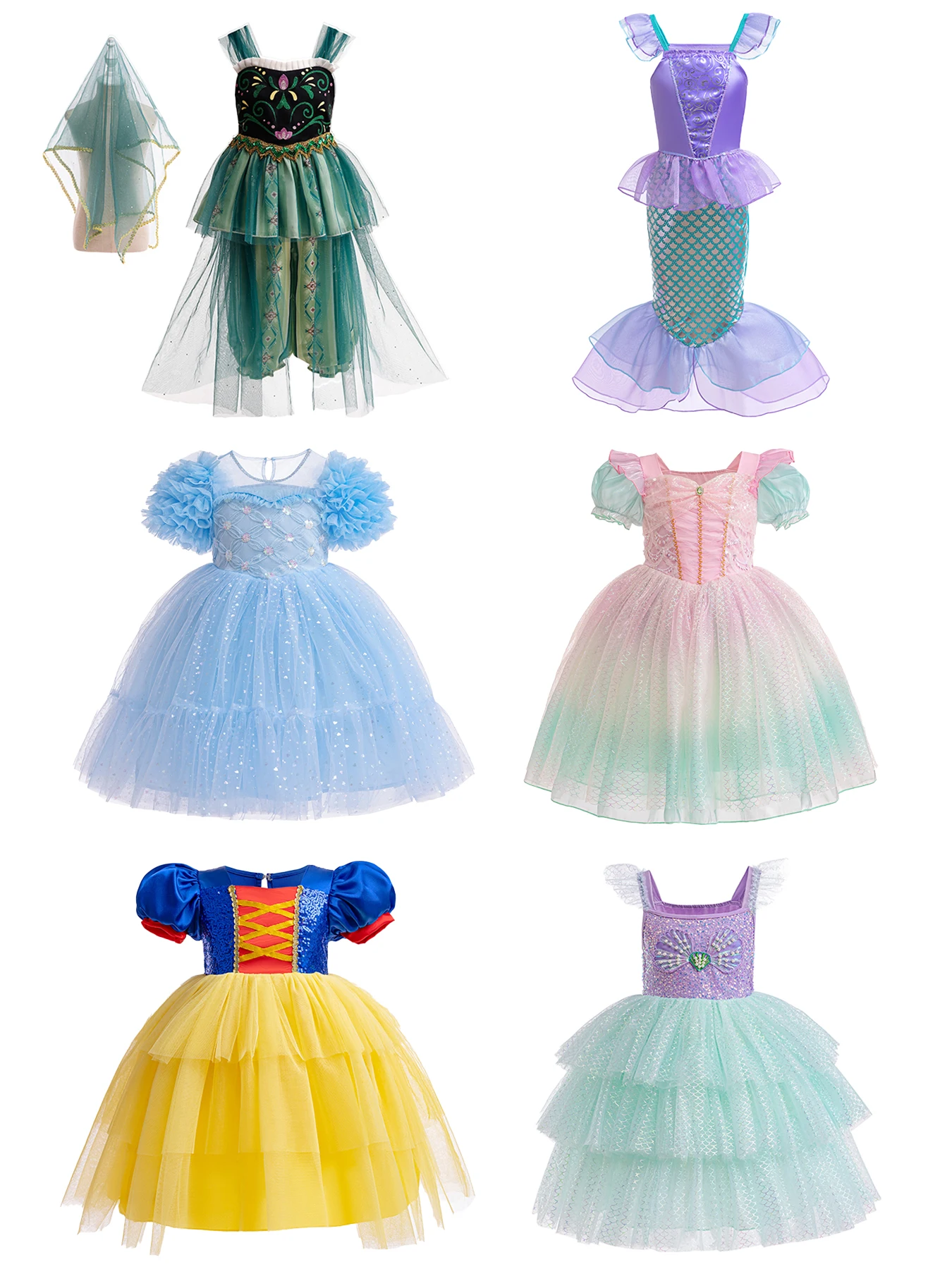 

Girls Princess Dress - Elegant Holiday Party Dress with Tulle Covered Skirt, Perfect for Birthdays，Parties and Special Occasions