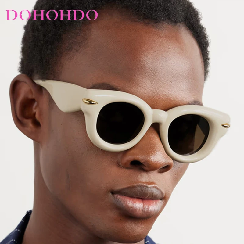 

2025 Trendy Punk Oval Inflate Rice Nail Women Sunglasses Luxury Designer Sunglass Men Outdoor Travel Eyewear Unisex Lentes UV400