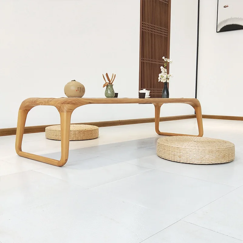 

New Chinese tatami coffee table Old elm Japanese kang Solid wood low tea table Walnut bay windowe