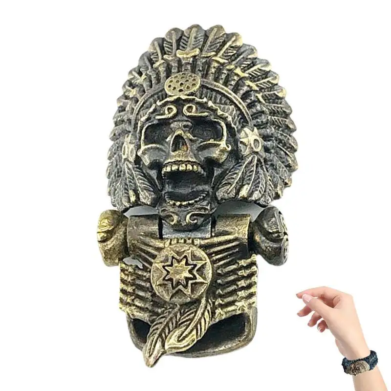 Outdoor Tool DIY Accessories For Bracelet Weaving Paracord Multifunction Buckle Brass Chief Skull