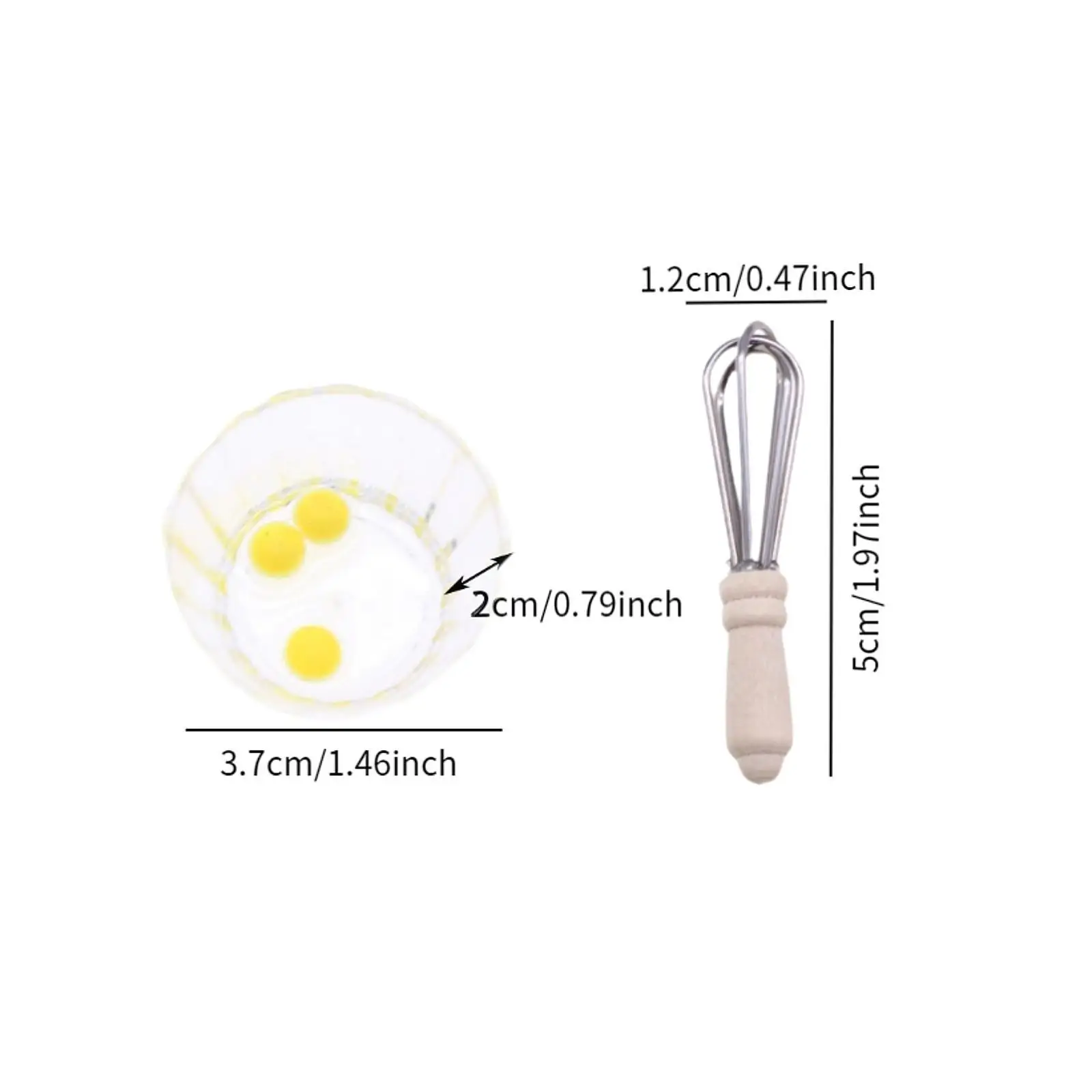 2Pcs 1/12 Scale Egg Beater Set Miniature Food Toys Life Scene Dollhouse Kitchen Decorations Pretend Play Toys for Dining Room
