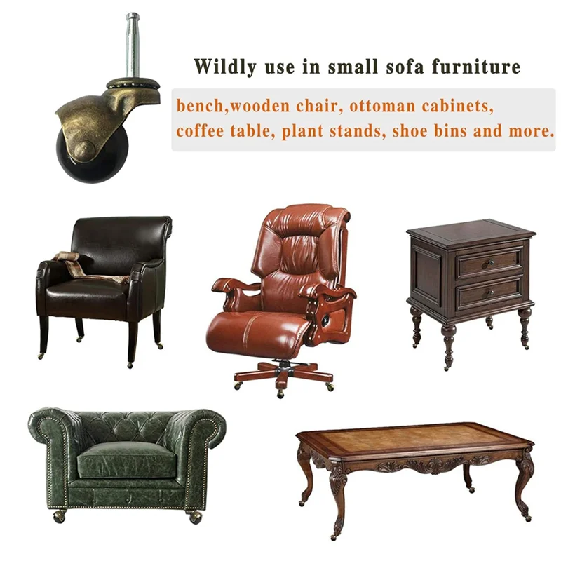 4 عبوات من عجلات كروية مقاس 2 بوصة عجلات دوارة للأثاث والأريكة وكرسي خشبي وخزانة-BAAQ