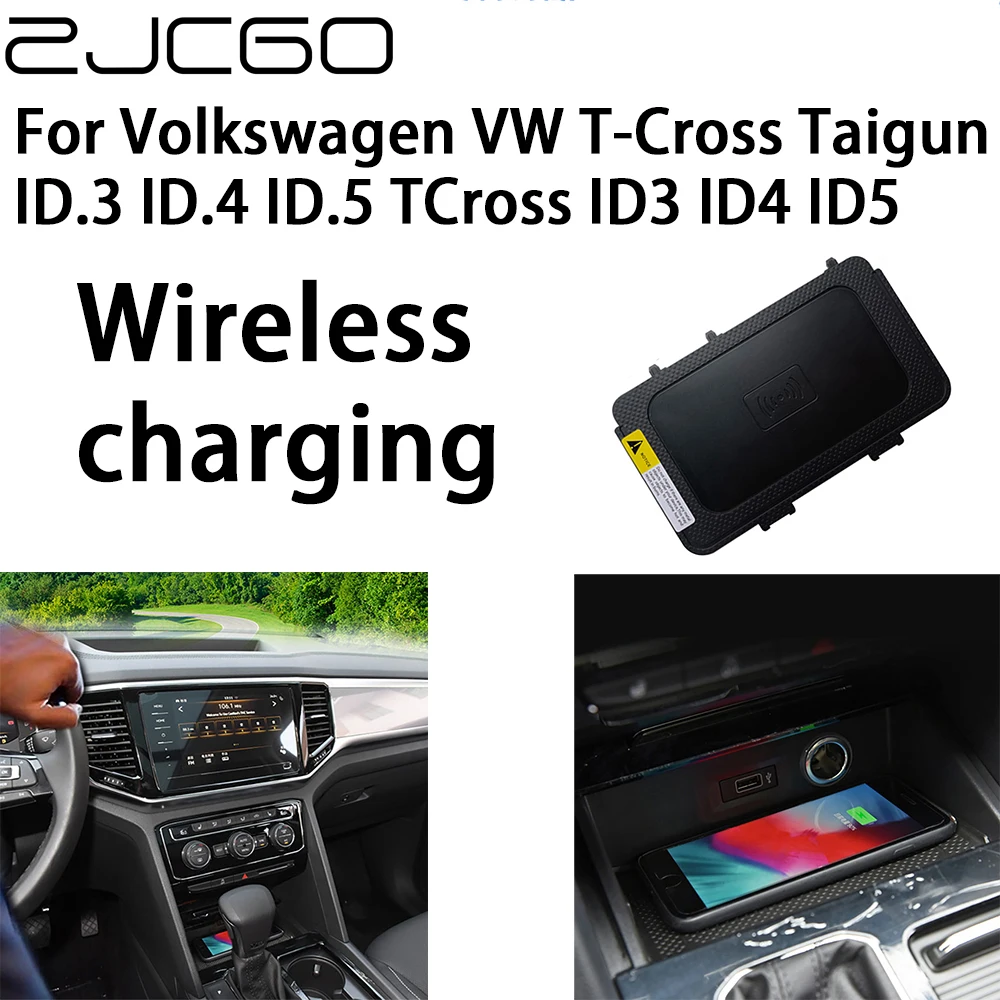 

ZJCGO 15W Car QI Mobile Phone Fast Charging Wireless Charger for Volkswagen VW T-Cross Taigun ID.3 ID.4 ID.5 TCross ID3 ID4 ID5