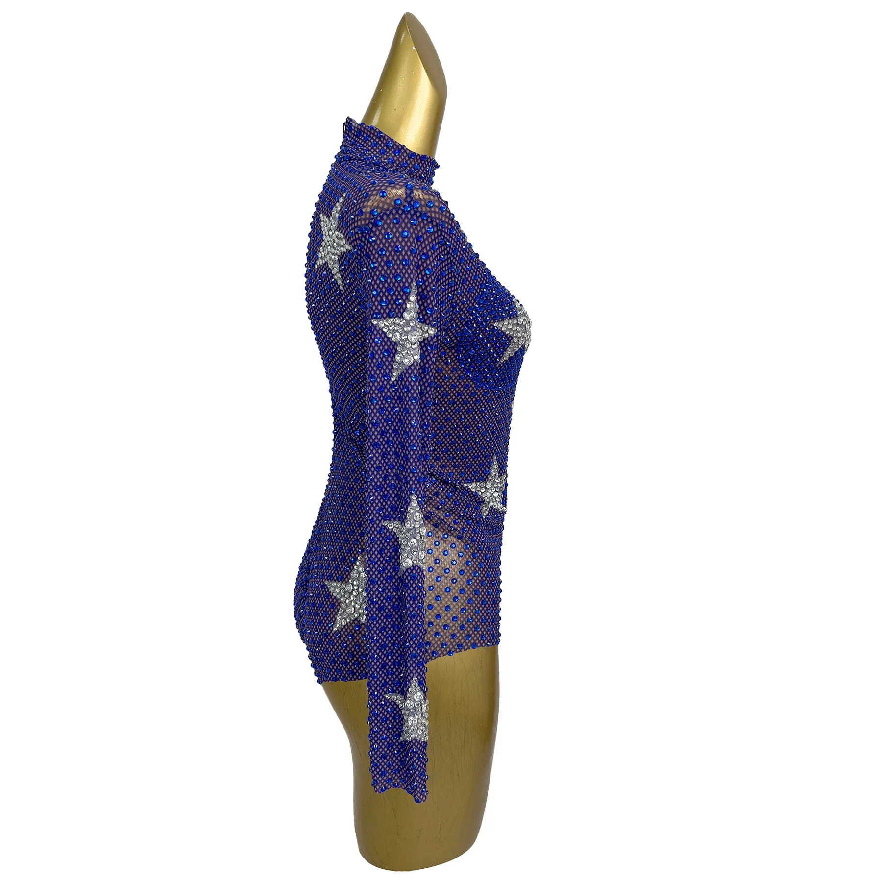 Xingxing Sexy Women Jumpsuit Shimmering Silver Star Rhinestone See Through Mesh Jumpsuit Shorts Bar Costume Birthday Prom Gowns