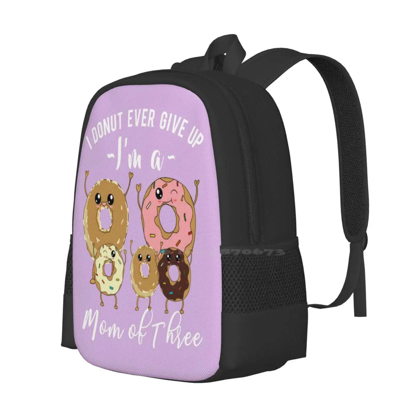 Mom Of Three Mother'S Day Donut Hot Sale Schoolbag Backpack Fashion Bags Mom Of Three Mom Of 3 Mothers Day 3 Children Mothers