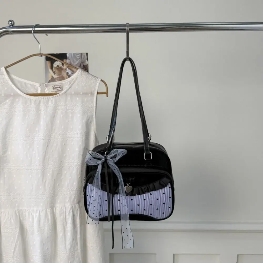 

Модная корейская сумка-боулинг с бантом и лентами, элегантная сумка-бостон с кружевными лентами, вместительная женская сумка из искусственной кожи для работы