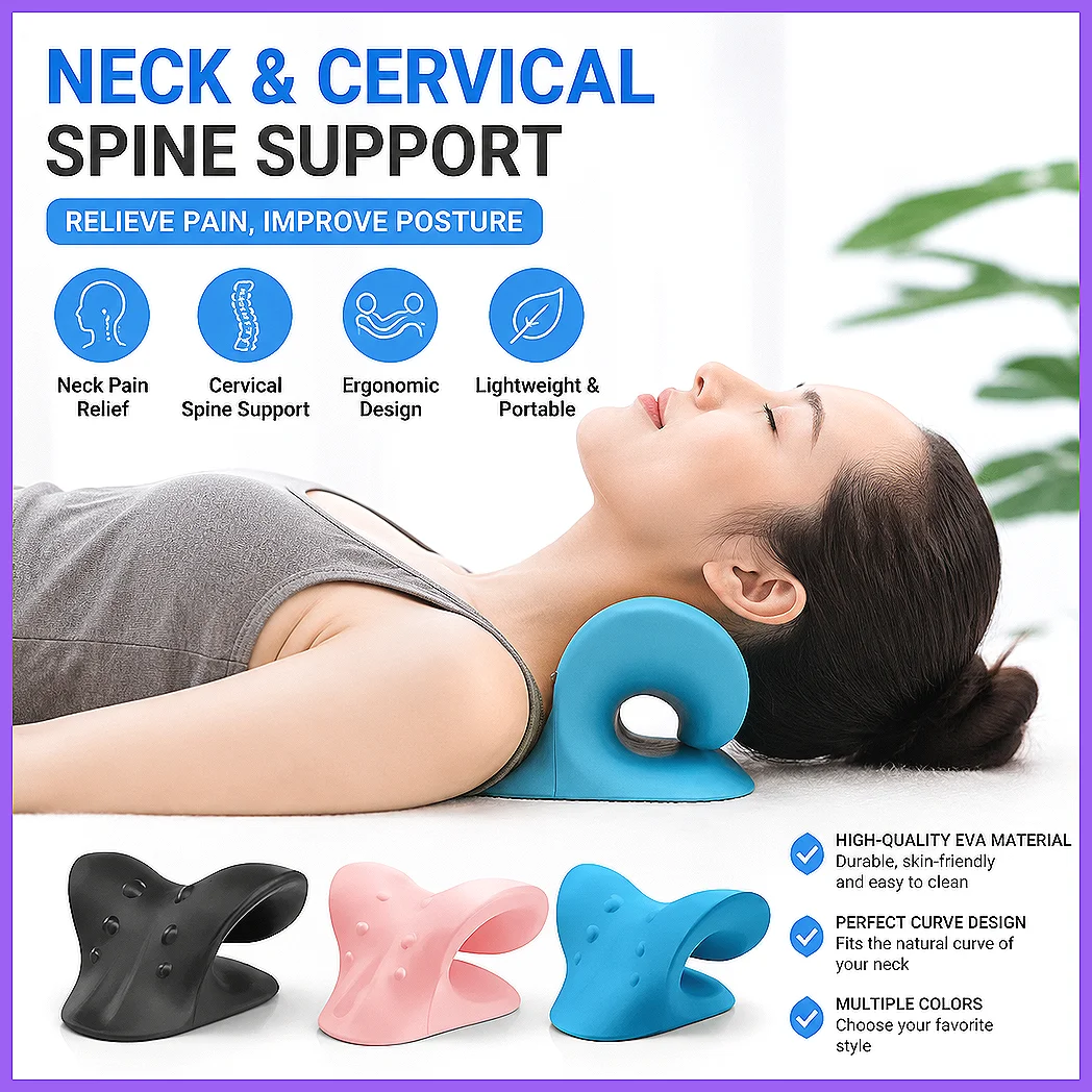 Neck Shoulder Stretcher Relaxer Cervical Spine Traction Device Muscle Relaxation Massage Pillow Chiropractic Correction Postu