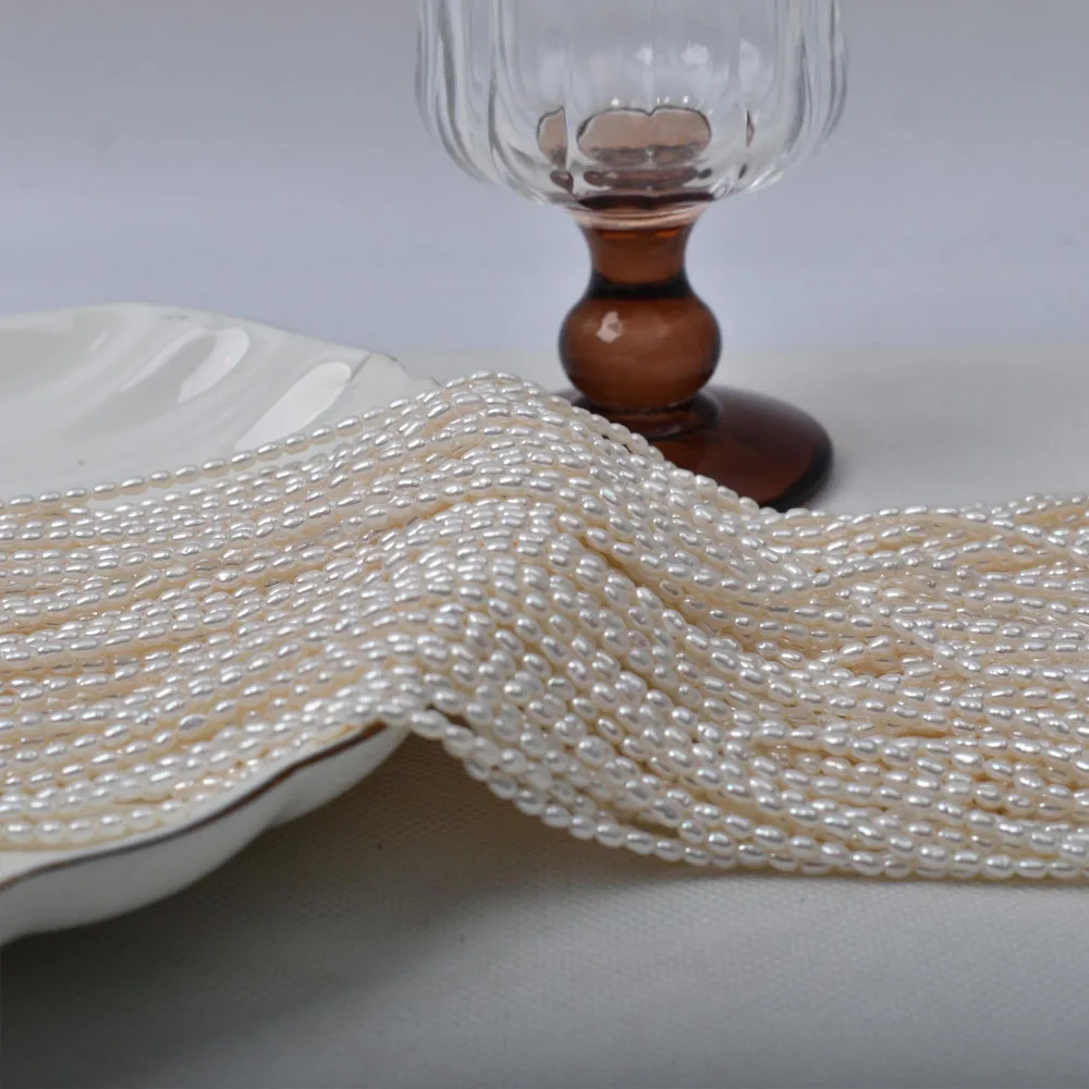 

2.5-3mm High-gloss Rice-shaped Pearl Beads Fine Natural Freshwater Pearls for Jewelry Making DIY Necklace Bracelet Accessories
