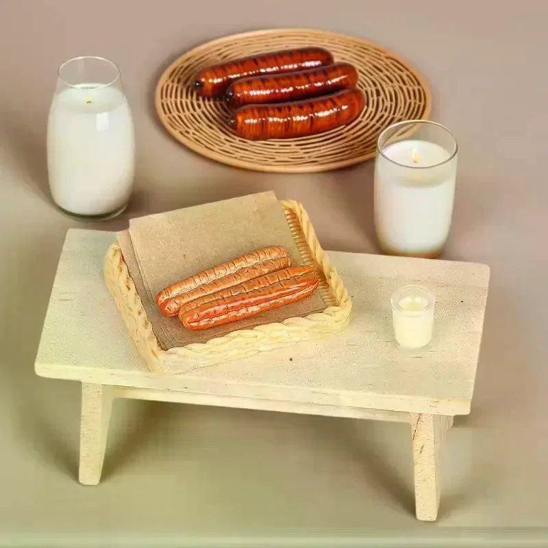 Miniature Kitchen Doll House Accessories 5Pcs Soy Milk & Fried Dough Stick Set Play Toy Model for Dollhouse Ornaments