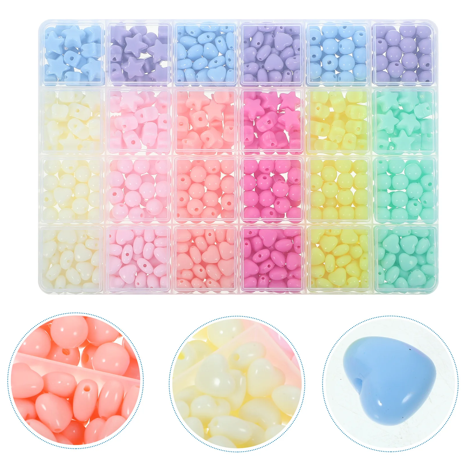 

1 Box Fun Bead Kit for Kids DIY Heart Star Shaped Acrylic Loose Beads Colorful Jewelry Making Craft Supplies for Girls Creative