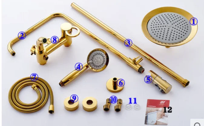 Best selling products in europe 2019 Brass  gold plated shower head bathroom shower faucet exposed rain shower set