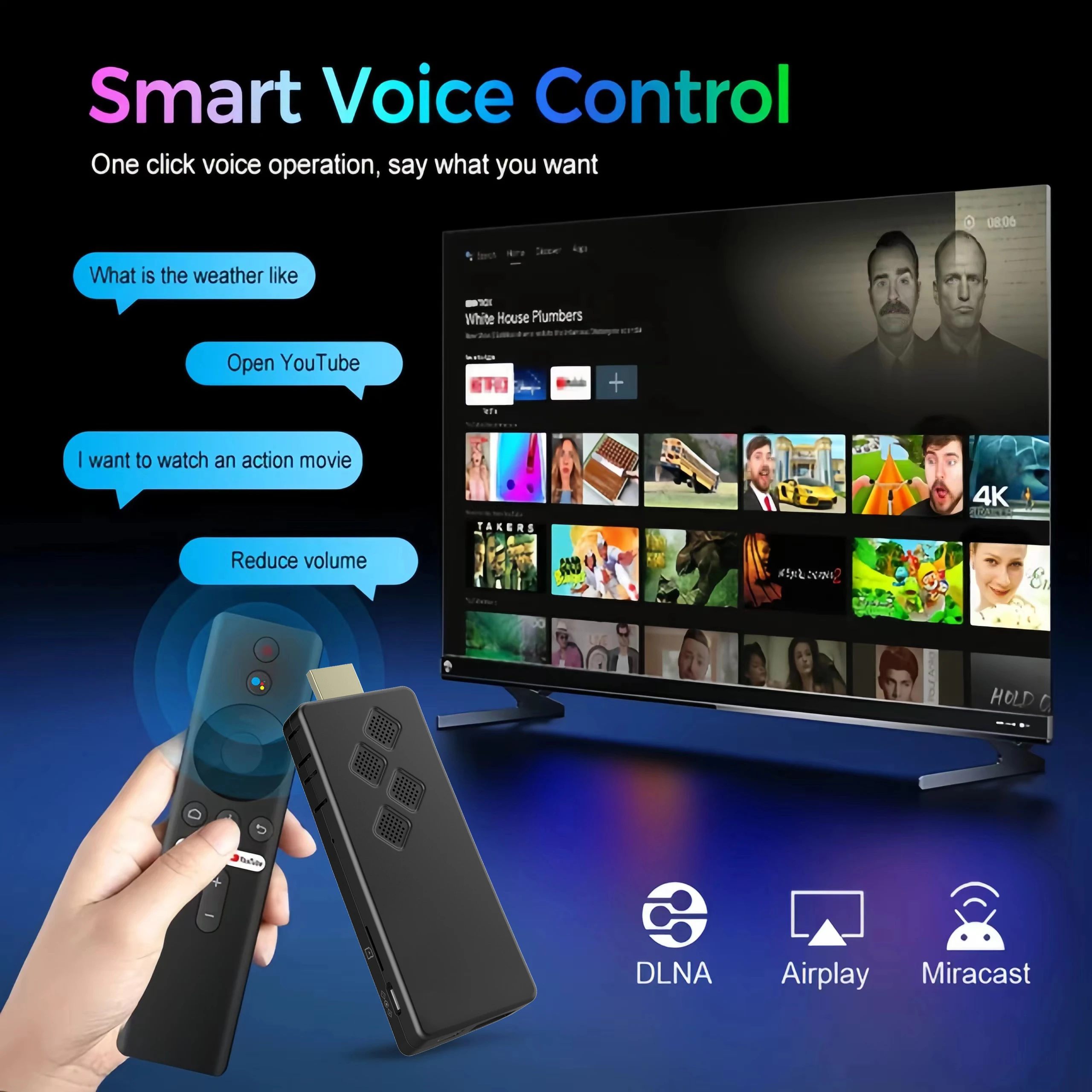 High Performance Android 13.0 4k Portable Smart TV Stick Q2 AllWinner H313 2GB RAM 16GB ROM Dual Wifi IR Remote Control TV Stick