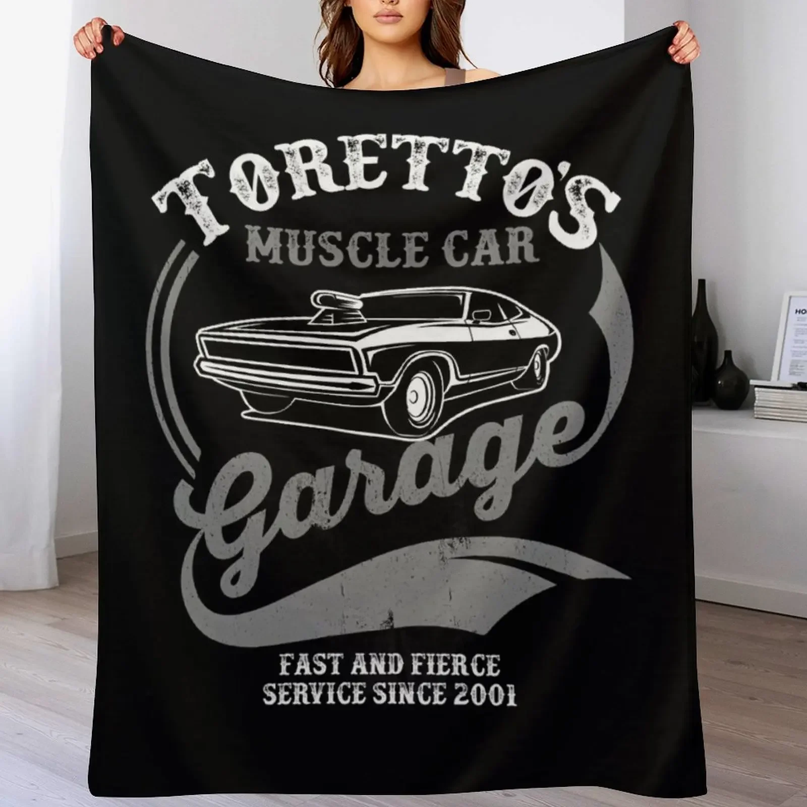 Toretto&x27;s Muscle Car Garage Classic \t\t Throw Blanket Luxury Plush Bed Furry Blankets